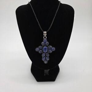 Pendant New Lapis‎ Gemstone Cross item#0019